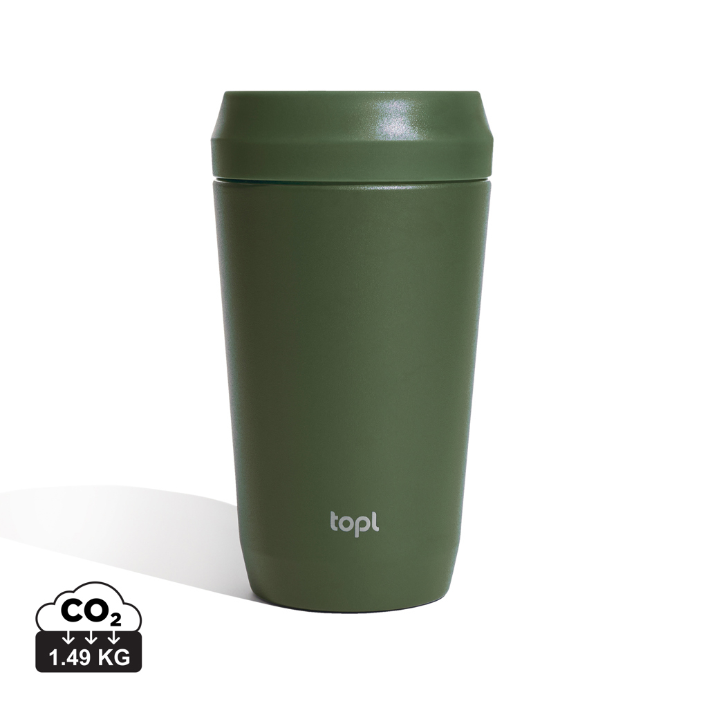 Mug publicitaire 350ml avec couvercle 360° recyclé Topl Vert 